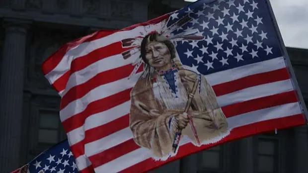 Native American on flag