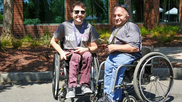 "Stuart James with staff member" Photo courtesy of  The Center for Independent Living