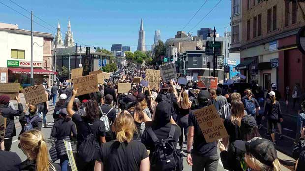 People Protest in the Streets of San Francisco